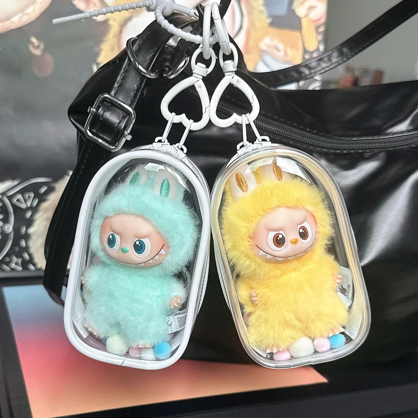 Transparent Protective Case For 15-17cm Labubu for Outing Dustproof Cover Organizer 10cm Cotton Doll Toys Accessories For Gifts