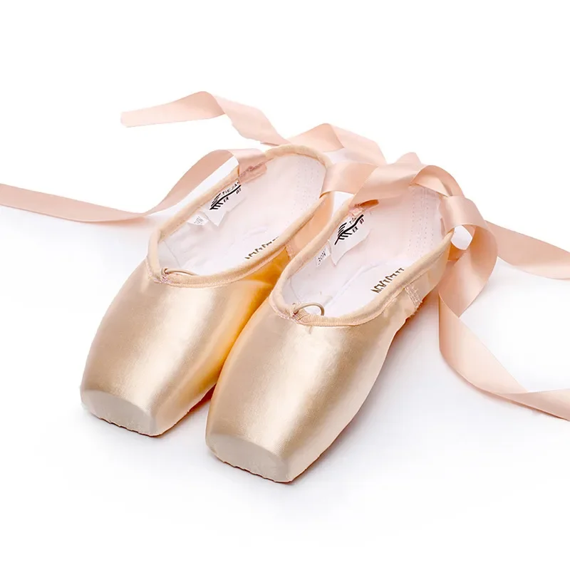 Adult Canvas Satin Ballet Pointe Dance Shoes Ladies Professional Ribbons Woman Ballerina Dancing Shoe with Silicone Toe Pad 2