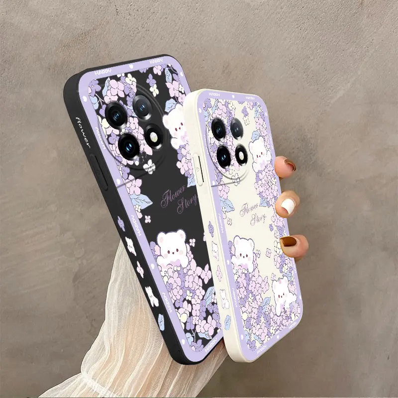 Floral Bear Liquid Silicone Phone Case