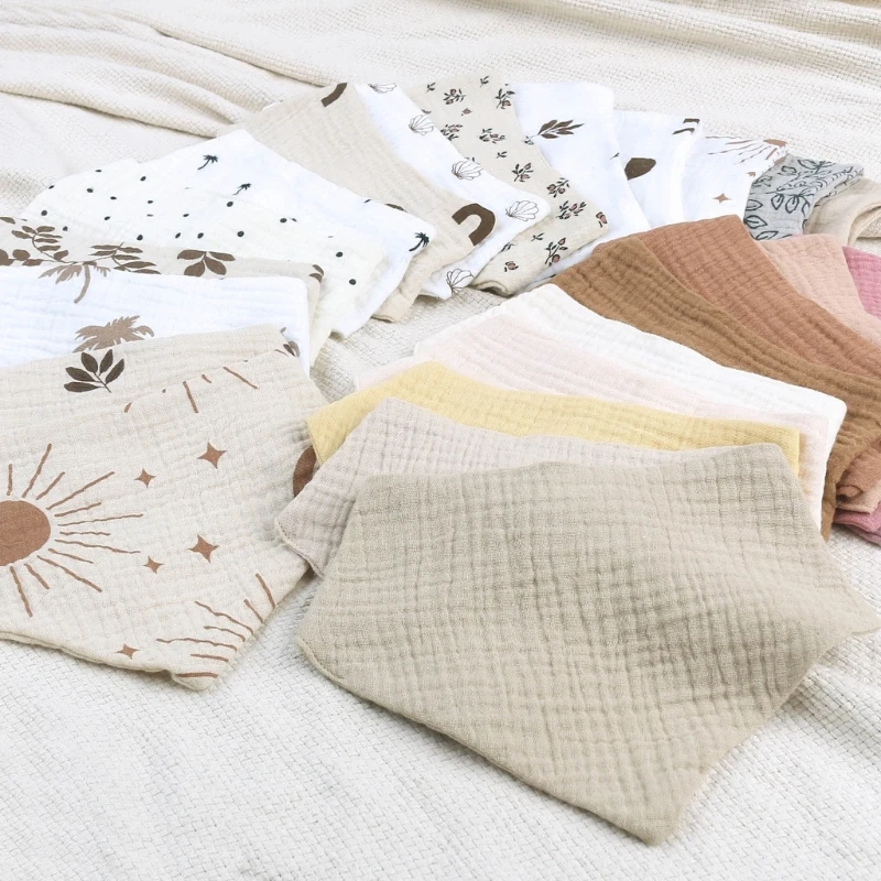 Baby Bibs 4Pcs/Lot Muslin Cotton Newborn Solid Color Snap Button Soft Saliva Towel Burp Cloth Feeding Drool Bibs
