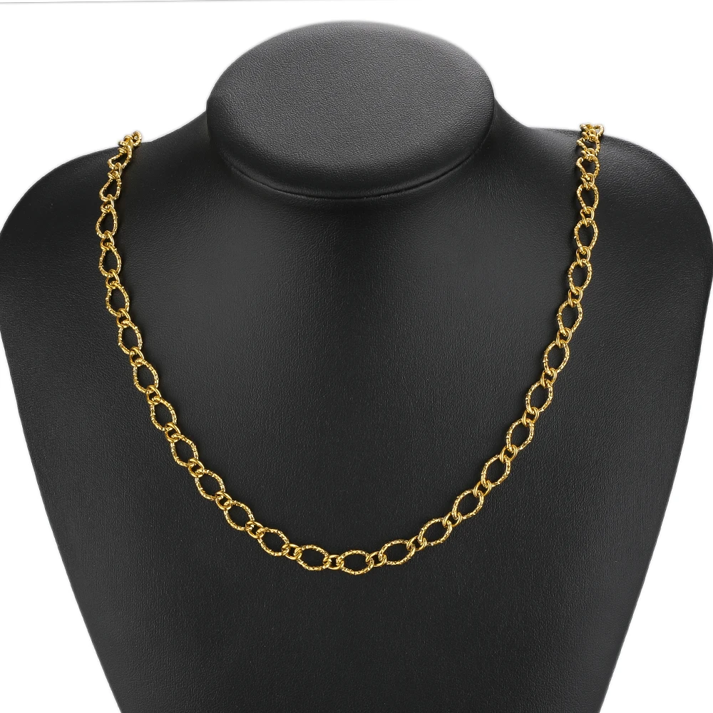 1 미터 페이드 없음 스테인레스 스틸 1:1 골드 질감 긴 타원형 링크 체인 DIY 목걸이 팔찌 쥬얼리 만들기 용품