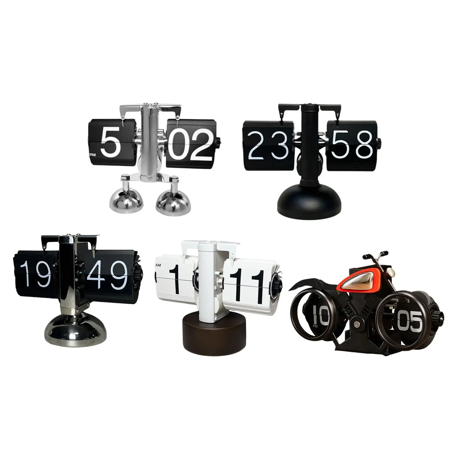 

Retro Digital Flip Desk Clock Large Number Creative Vintage Auto Flip Clock for Restaurant Office Hotel Living Room Cafe
