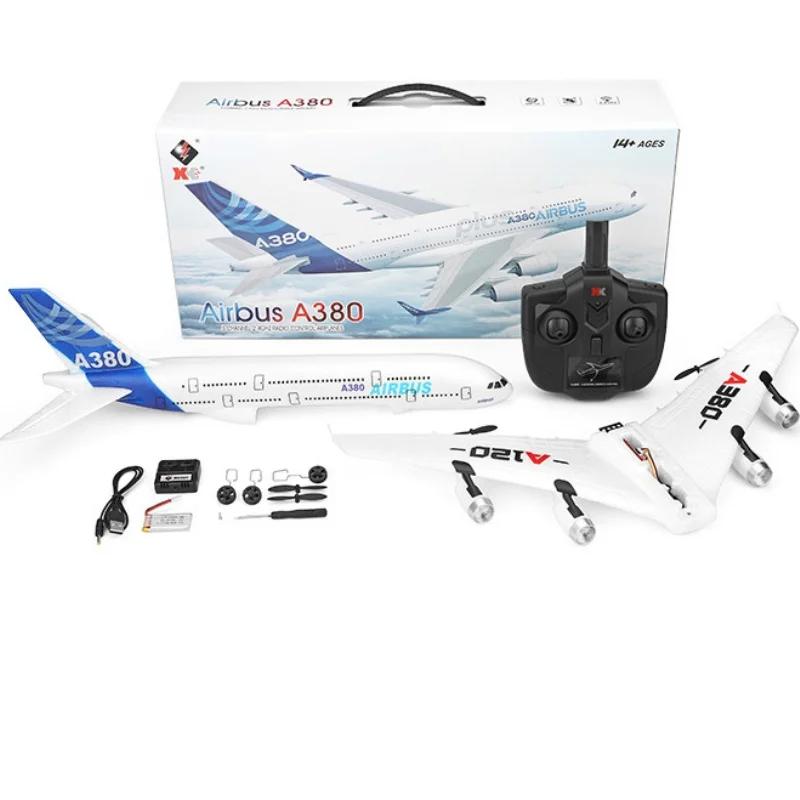 Stock Rc Aircraft 2.4g 3-Channels Remote Control A380 Aviation Model Xka120 Airbus Rc Glider Fixed Wing Aeroplane Boy Xmas Gifts 2