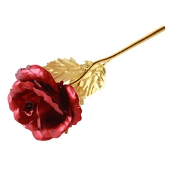 24K Gold Foil Multi - Color Artificial Rose - Elegant Floral Décor (Red)