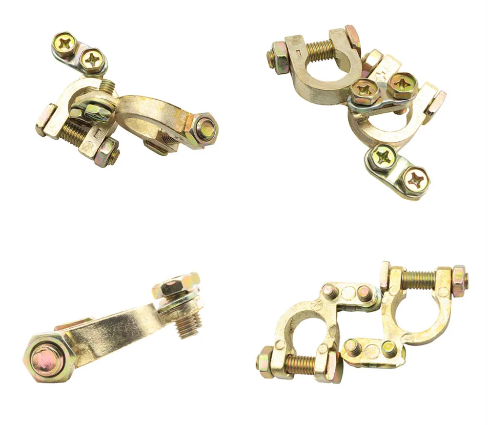 Car Battery Terminal 2pcs 5mm Positive 34mm Negative Gold Plated Universal Auto Metal Battery Terminals