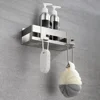 Stainless Steel Shower Shelf Without Drilling Wall Mounted Shower Caddy Basket with Hooks for Bathroom Kitchen Shelf Organizer 5