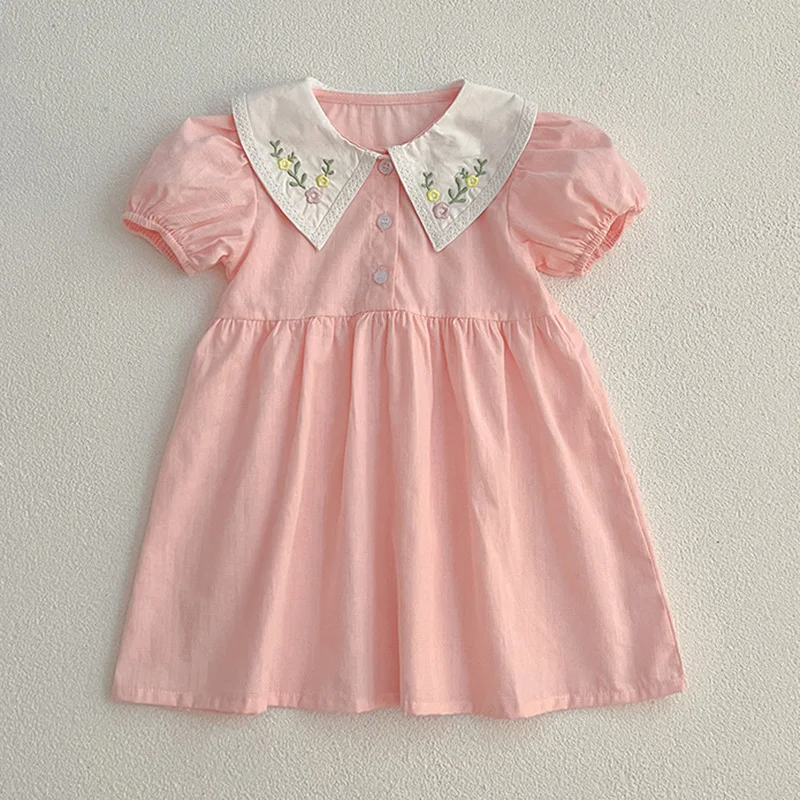 Summer New Kids Baby Girls Short Sleeve Sisters Embroider Dress Infant Rompers Kids Baby Girls Sweet Princess Clothes Rompers 4