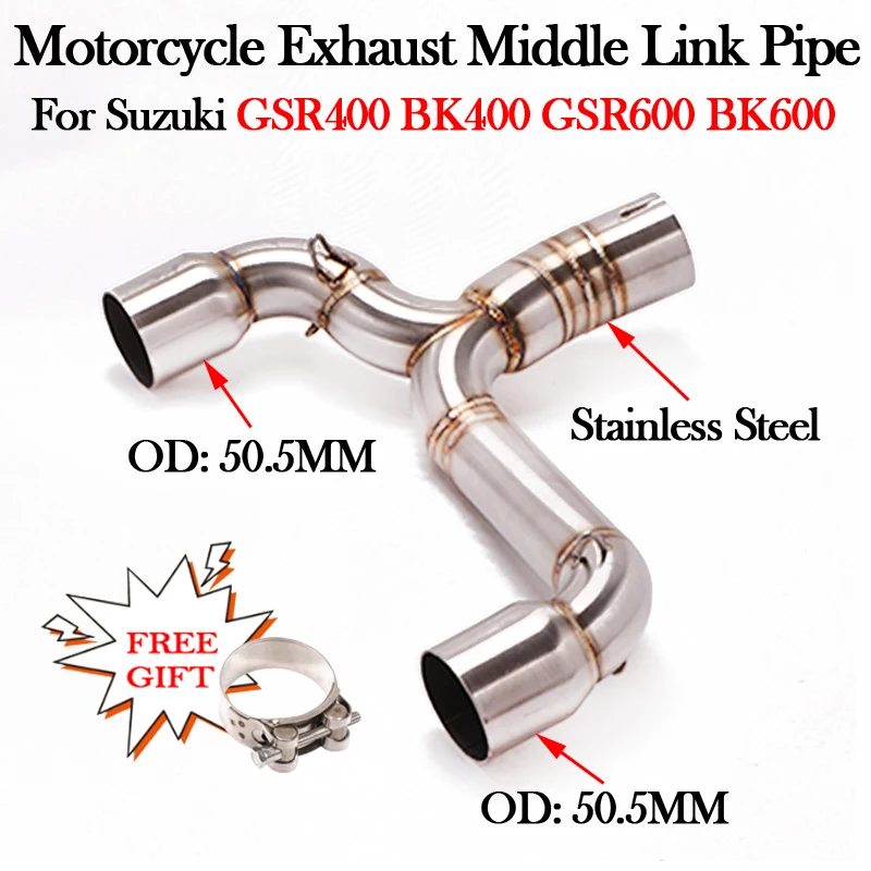 

Slip On For SUZUKI BK400 BK600 GSR400 GSR600 BK GSR 400 600 Motorcycle Exhaust Muffler Modify 51MM Escape Moto Middle Link Pipe