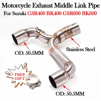 Slip On For SUZUKI BK400 BK600 GSR400 GSR600 BK GSR 400 600 Motorcycle Exhaust Muffler Modify 51MM Escape Moto Middle Link Pipe