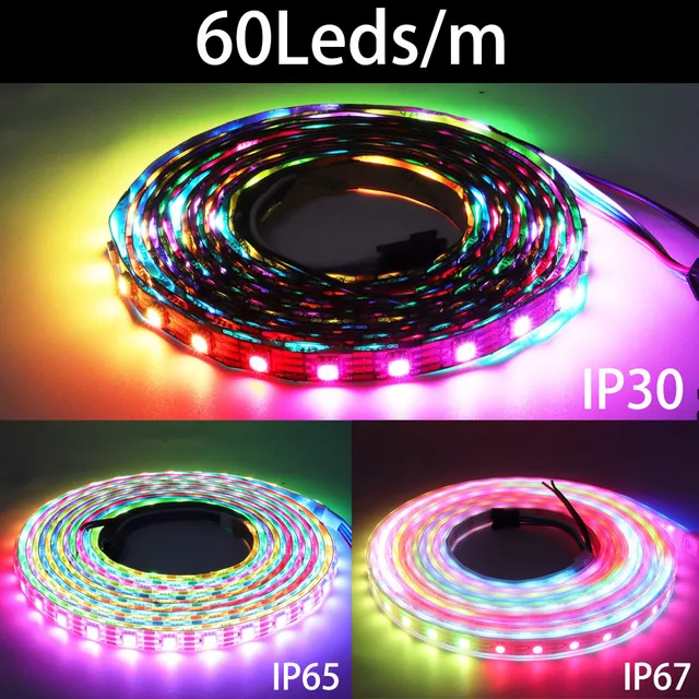 WS2812B WS2811 WS2813 WS2815 5050 RGBIC Smart LED Strip WS2812 Individually Addressable IC 30/60/144Pixels/Leds/m Light DC5V/12V - Image 6