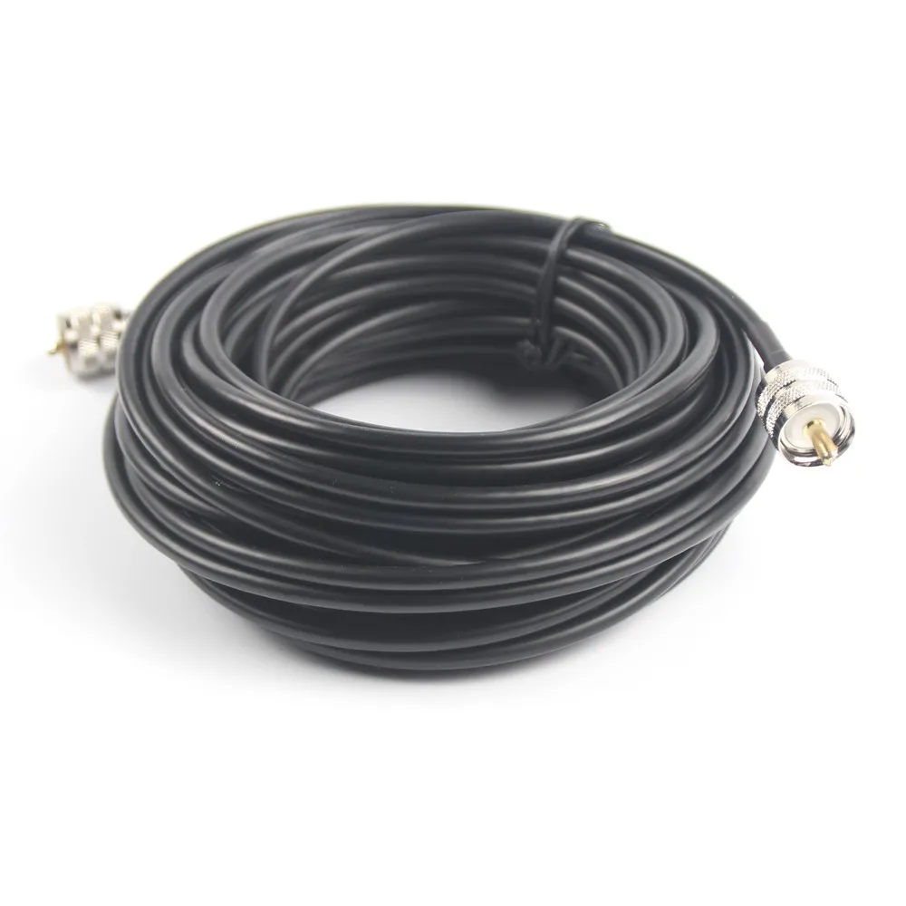 50ft RG58 coax coaxial UHF PL-259 connectors amateur ham CB radio antenna cable