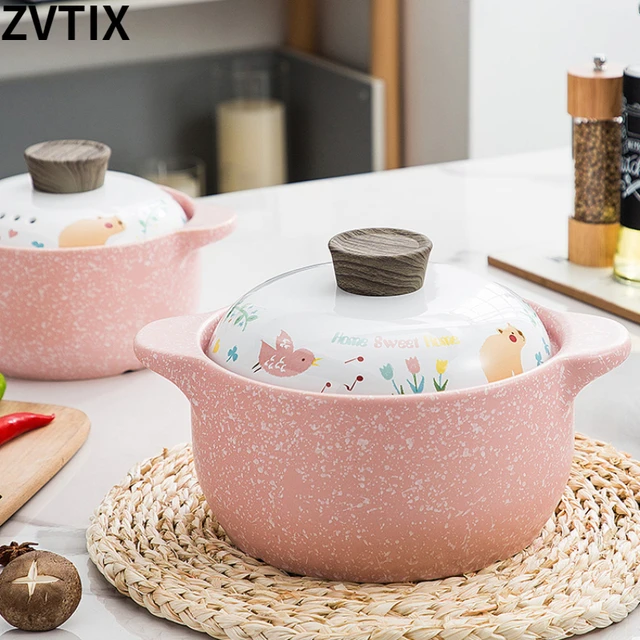 Casserole Household Cooking Set Of Pots Non Stick Pan Kitchen Appliances  Cookware Ceramic Beautiful Pink With Handle Saucepan - Soup & Stock Pots -  AliExpress