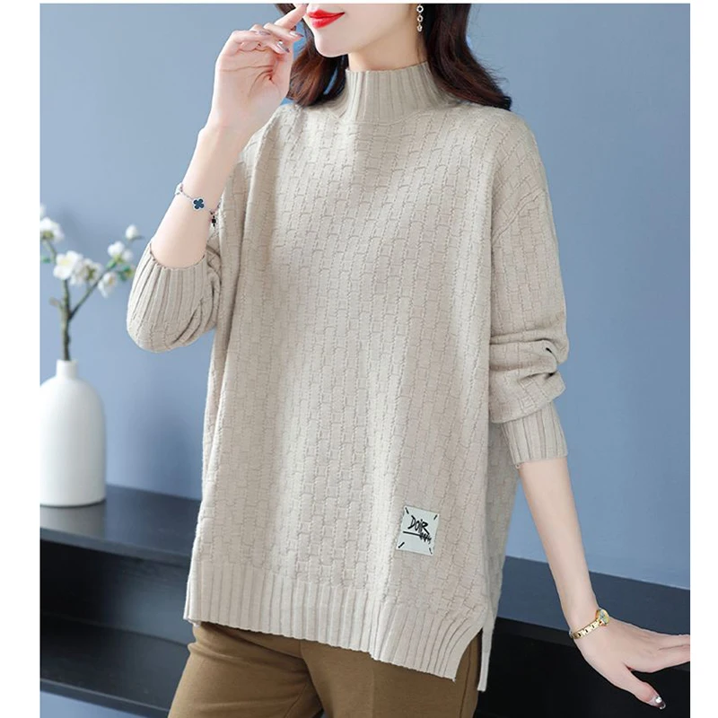 Woolen Sweater Korean High Neck Top Half High Neck Sweater For