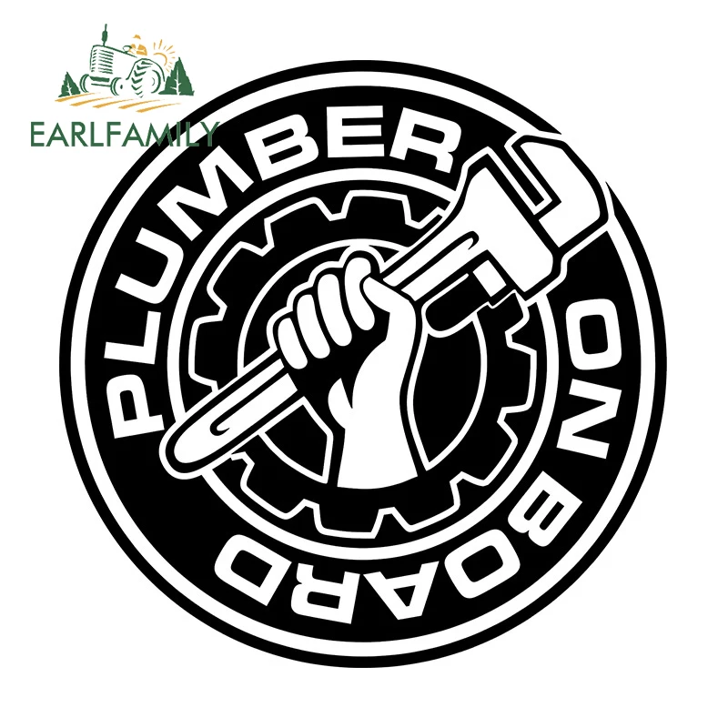 

EARLFAMILY 13cm for Plumber On Board Warning Car Sticker Windshield Vinyl Bumper Decal Waterproof Creative Car Lable Decoration