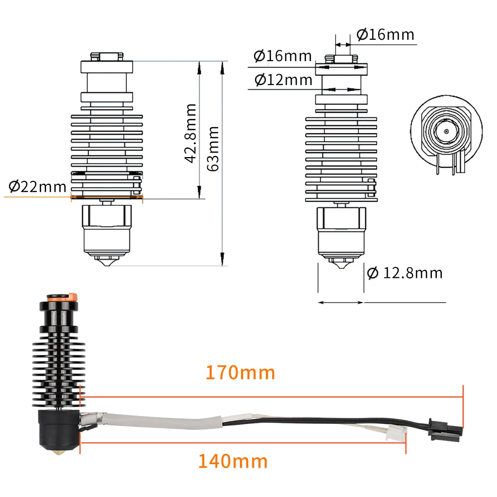 Rampas-hotend Núcleo de Aquecimento de Cerâmica m6 Rosca Suave v6 Hotend Ender Cr10 Direct Drive Bowden Ddb Extrduer - Imagem 3
