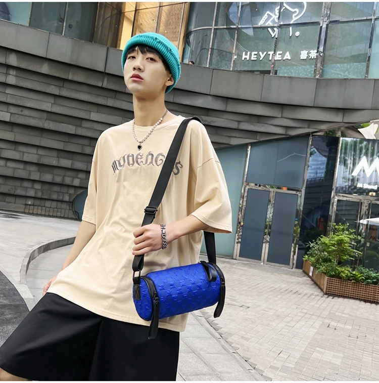 Vc Trend Street Men's Barrel-shaped Shoulder Bag Fashion Design Youth Sling  Bag Small Lightweight Nylon Crossbody Bags For Men - Shoulder Bags -  AliExpress