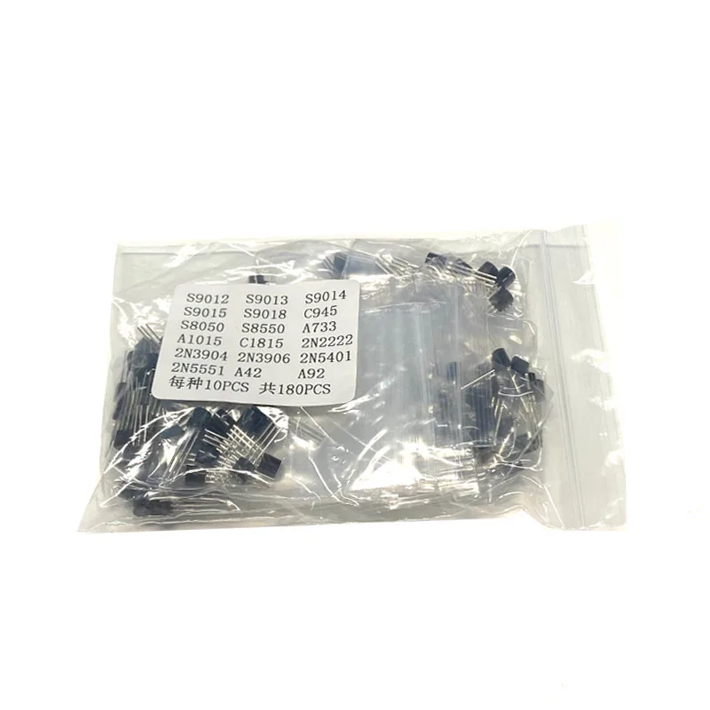 180pcs TO-92 Transistor kit Assort Set 18Values*10PCS PNP NPN Mix Diode Pack A42 A92 2N2222 C945 9012 9013