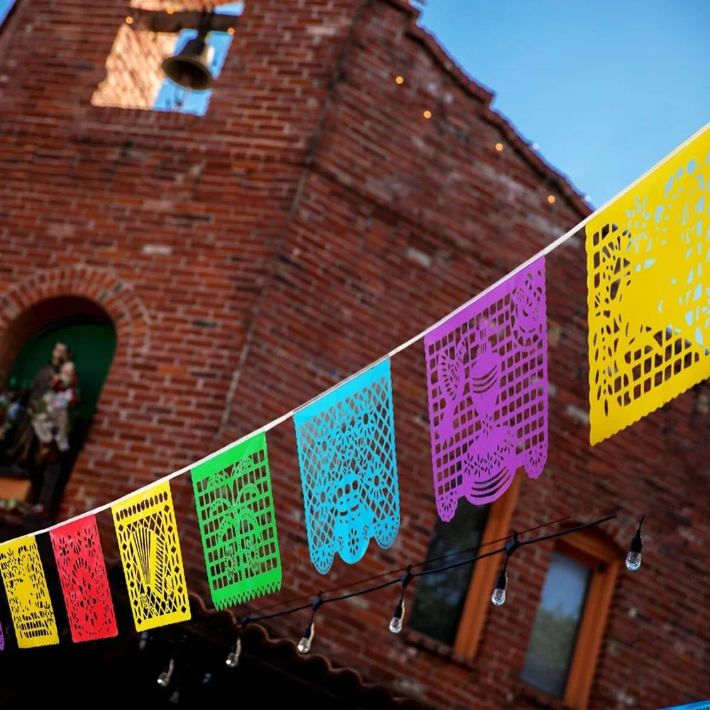 Party Decorations Mexican Party Banner Fiesta Banner Felt Papel Picado Cinco de Mayo Dia De Los Muertos Decor Day of the Dead Decor 3M