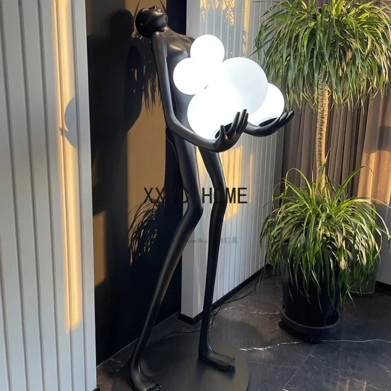 

LBX Humanoid Statue Sculpture Floor Lamp Long Arm Ball Exhibition Hall Hotel Sales Office Decoration Floor Lamp