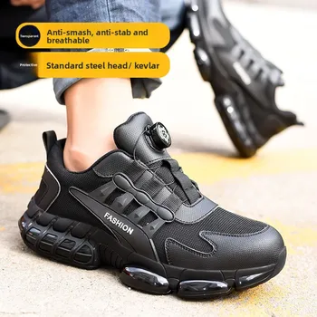 Scarpe antinfortunistiche da uomo Scarpe da lavoro con bottone rotante Cuscino d'aria Scarpe protettive da uomo Scarpe antinfortunistiche anti-sfondamento Anti-perforazione Donna