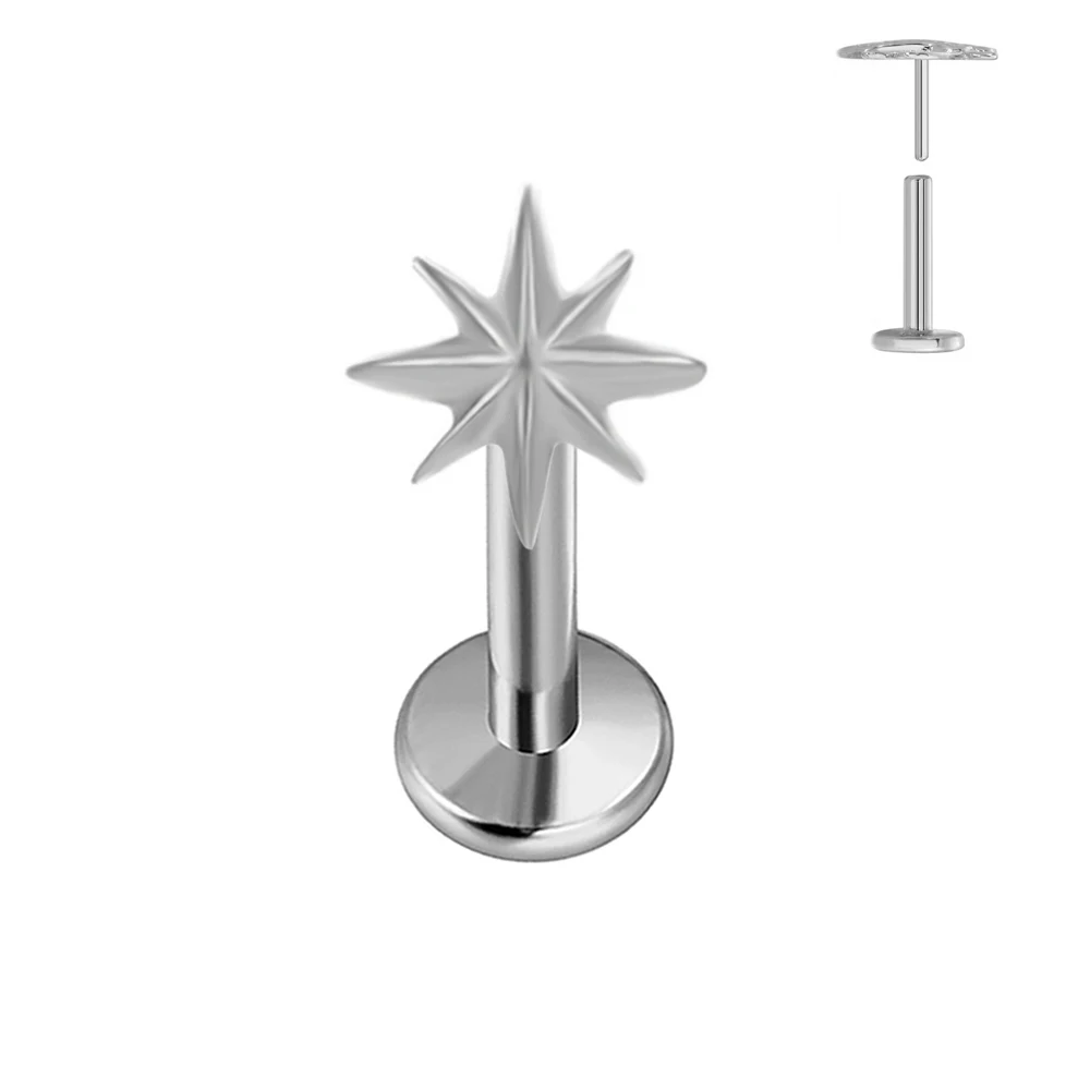 ASTM F136 G23 Titanium Heart-shaped Earring Stud 16G 18G 20G Threadless Piercing Butterfly Push in Lip Stud Daith Labret Conch 5