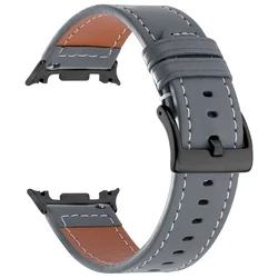 Premium Leather Strap - Elegant Quick Release Watch Band for Watch 8 40mm44mm46mm (Grey - Black)