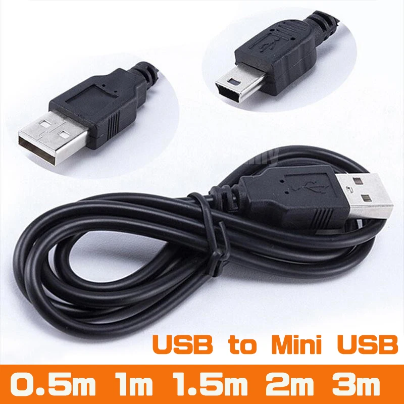 Usb To Mini USB Cable 0.5M/1M/1.5M/2M/3M Mini USB Charger Data Cable 480Mbps 5 Pin B For Camera Mp3 Mp4