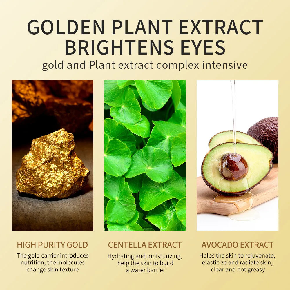 60pcs Avocado Golden Collagen Eye Mask Anti Dark Circles Eye Bags Moisturizing Firming Eye Patches Skin Care Products 5