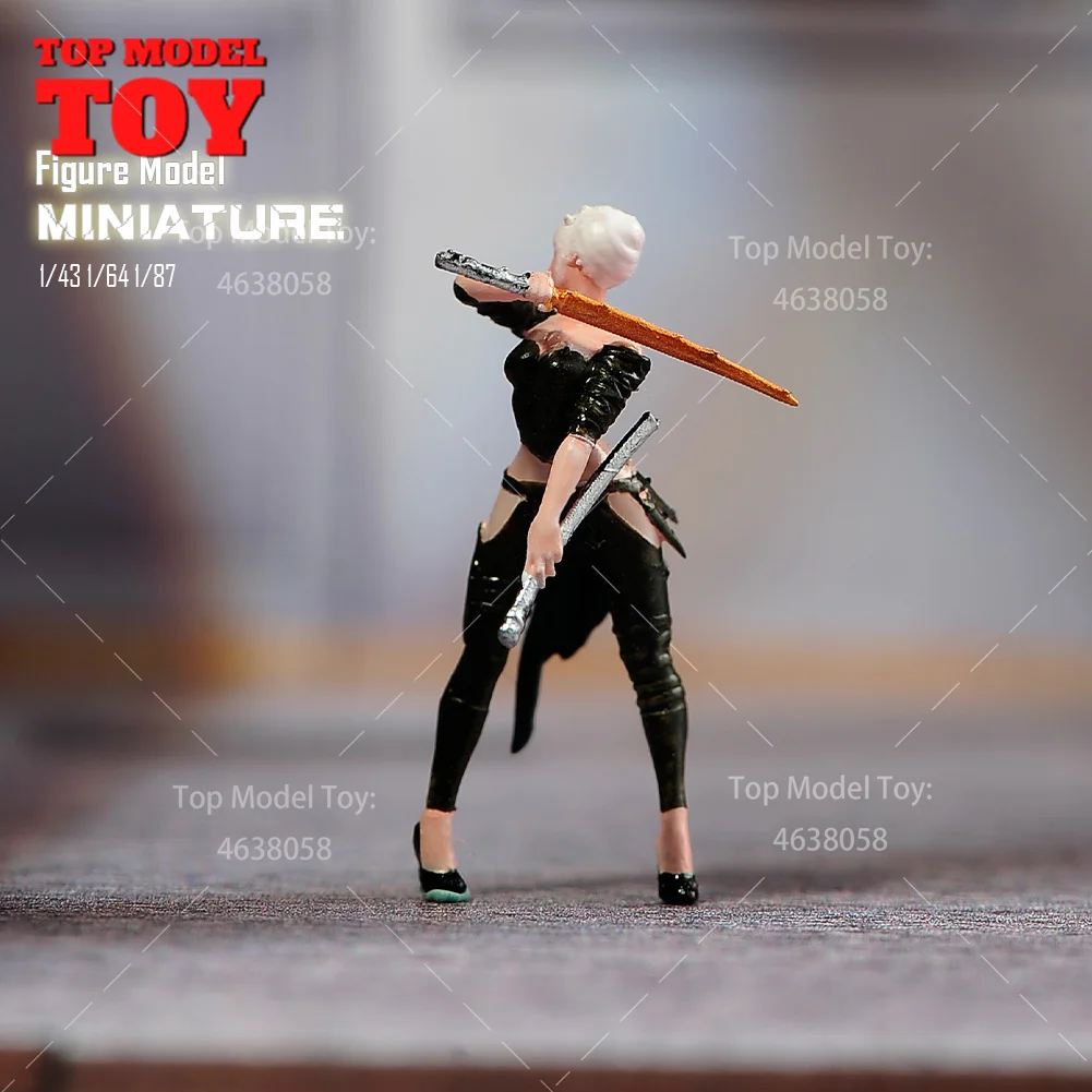 Painted Miniatures 1/64 1/43 1/87 Anime Girl Killer with Sword