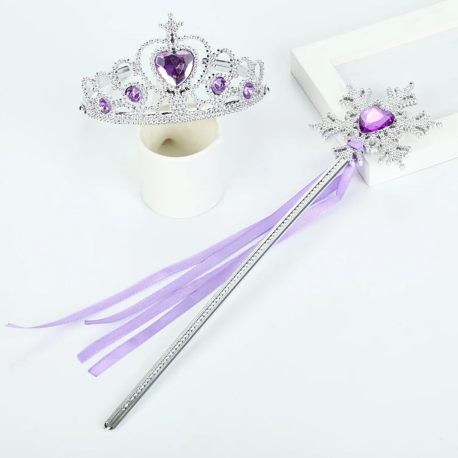 Princess Snowflake Diamond Stick Crown Set Magic Stick Queen Romance Princess Elsa Fairy Children's Performance Props cosplay accessories