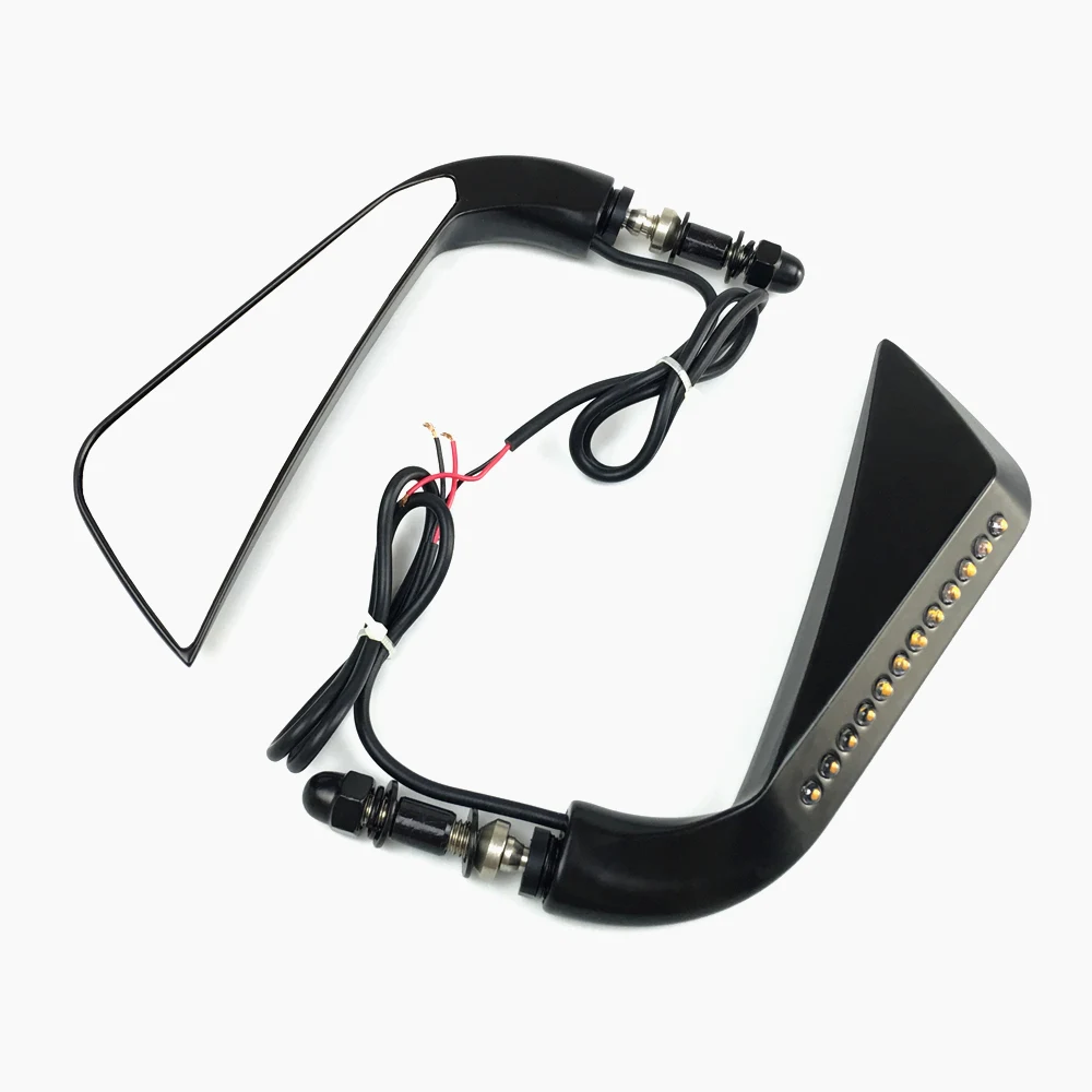 Motorcycle Sickle Rearview Side Mirror With LED Flowing Water Turn Signal Light For Harley Dyna Fatboy Softail Sportster - - Racext 31