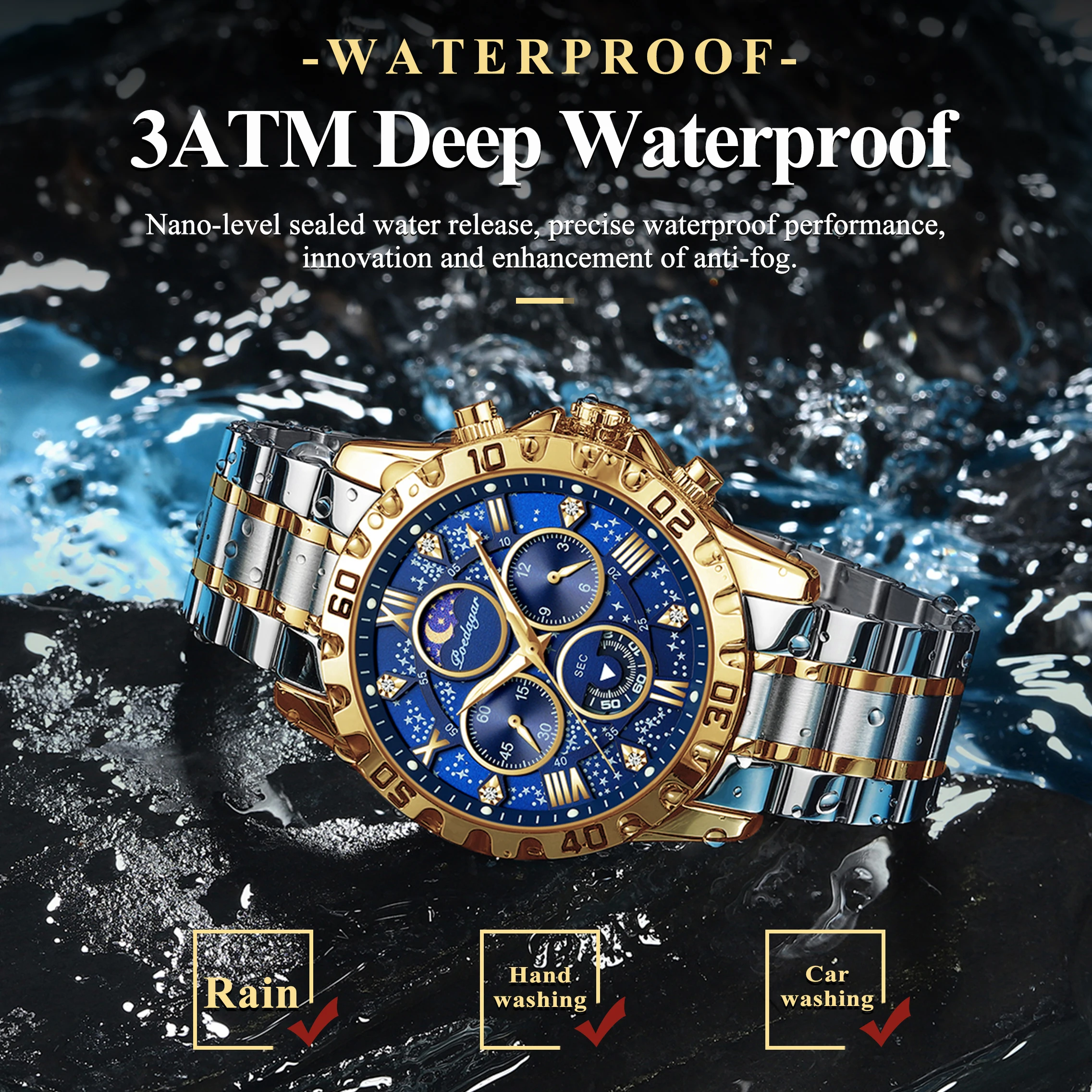 POEDAGAR High Quality Military Men Clock Chronograph Waterproof Luminous Man Wristwatch Stainless Steel Quartz Men's Watches+Box 3