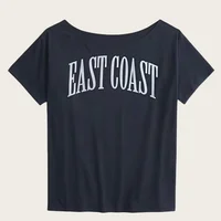 T-shirt à manches courtes de style américain pour femmes, design estival, amincissant, ample, rétro, haut à épaules dénudées 2