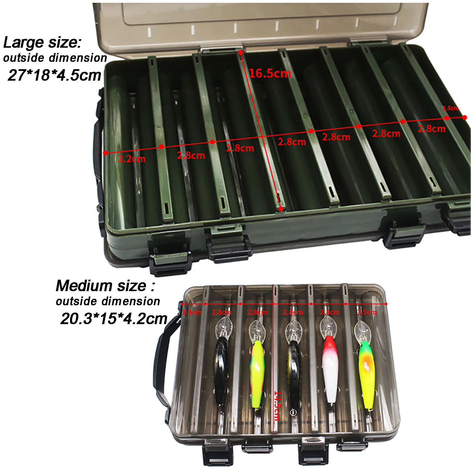 Extra Large Fishing Tackle Boxes Double Layer Bait Container Portable Lure  Storage Multi Compartments Gear Tool Box Plastic Case