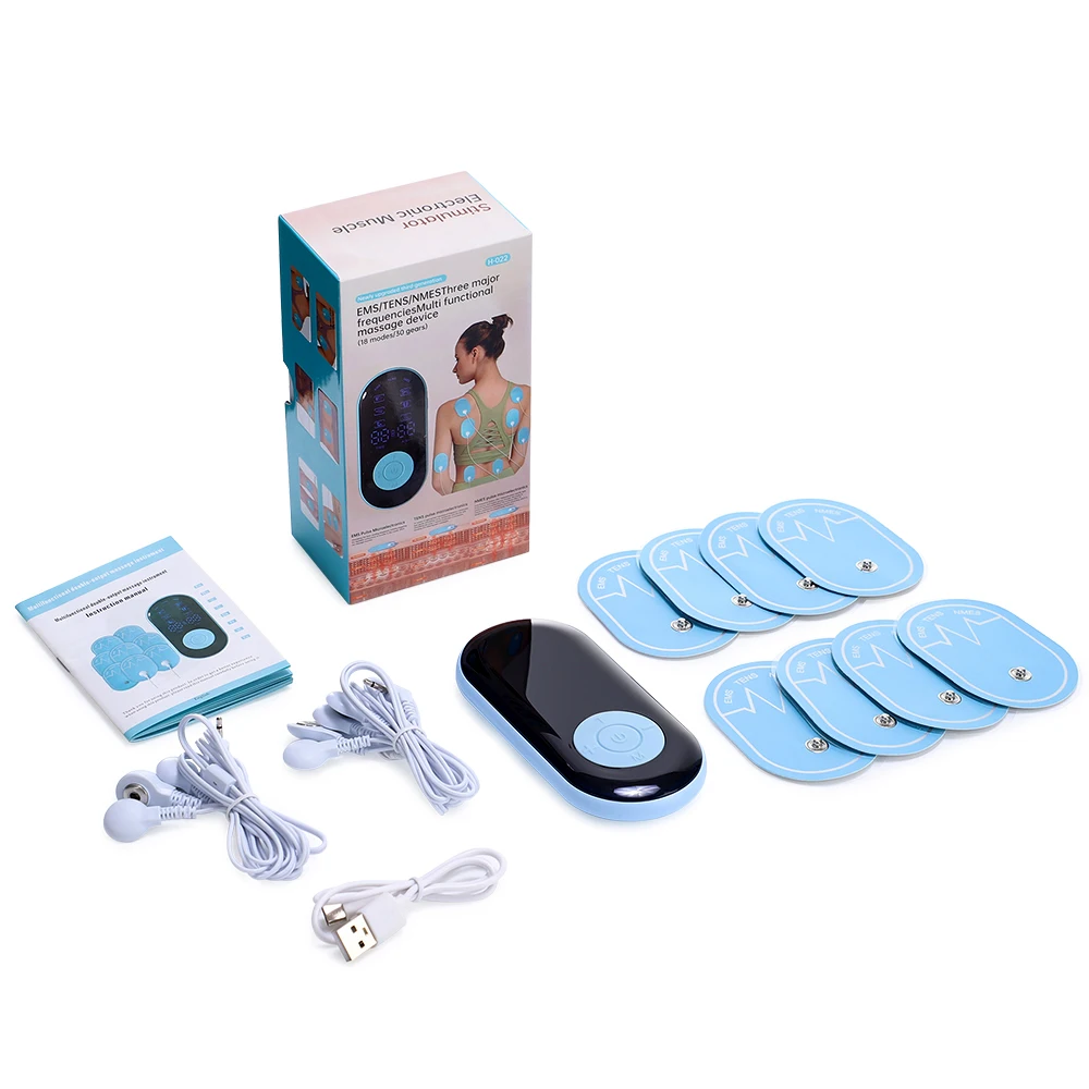Rechargeable 18 Modes EMS TENS Muscle Nerve Electrostimulator Electrodes Patches