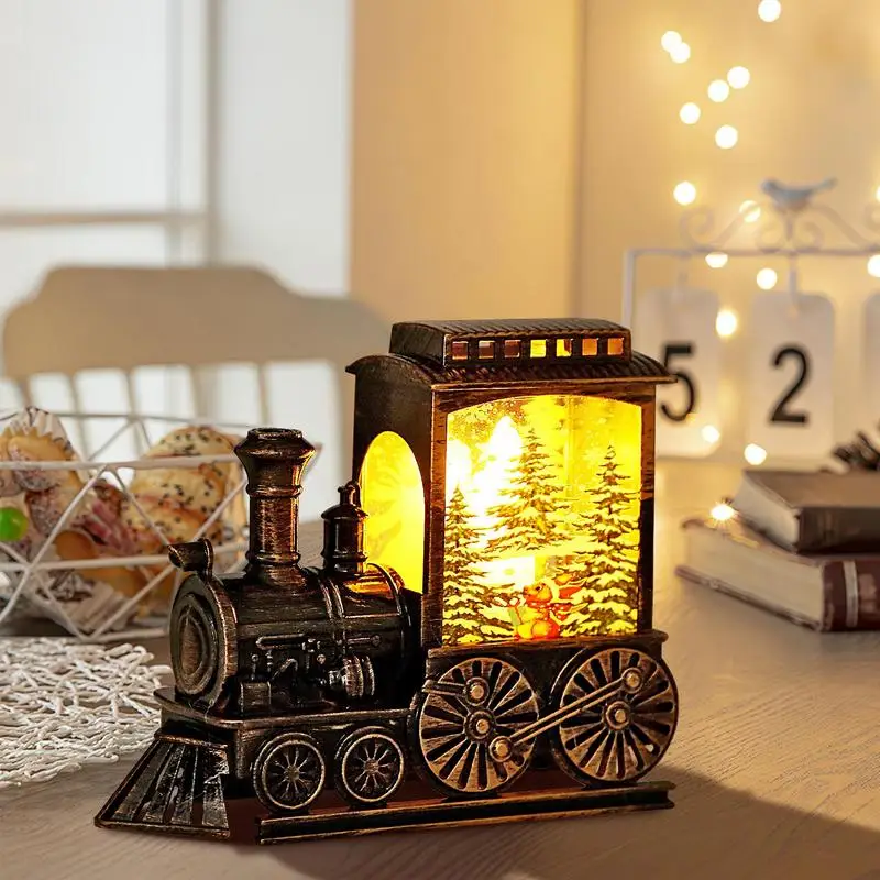 Light Up Retro Christmas Train Figurine Decor