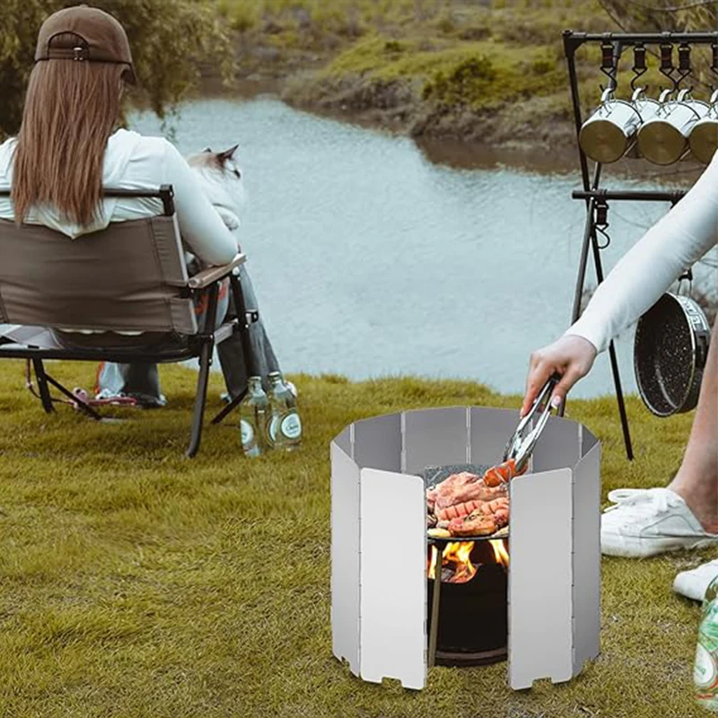 Foldable Oil Splatter Guard Gas Stove Wind Shield Camping Stove Windscreen for Outdoor Camping Gas Oil Splash Guard