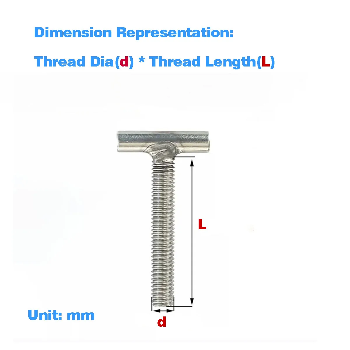 

304 Stainless Steel T-Shaped Welding Screw M5M6M8M10M12