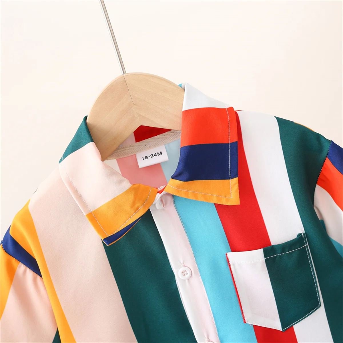 Summer (0-3) Boys Baby Short Sleeved Colorful Striped Printed Shirt Children's Short Sleeved Top T-shirt Shirt Casual