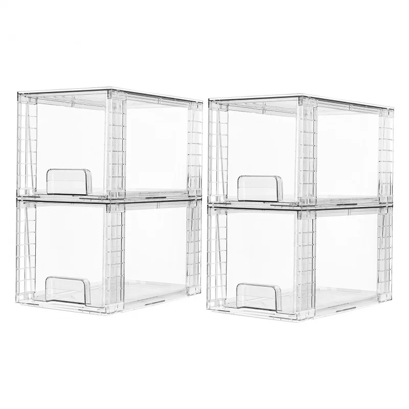 Cross-Border New Arrival Storage Box Detachable Assembled Snack Desktop Finishing Cosmetics Storage Transparent Plastic Box 5