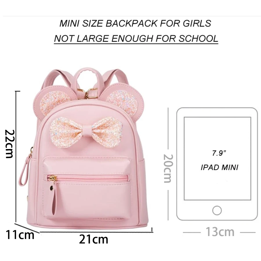 Fashionable and cute mini backpack for children with sequins, bow, mouse ear bag, small travel shoulder backpack suitable for gi 2