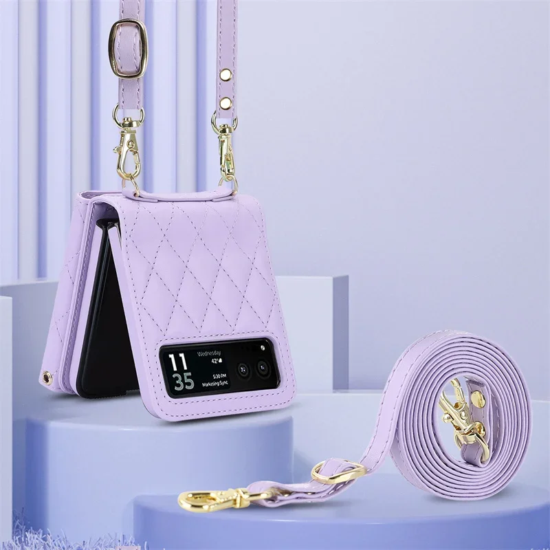Für Motorola Razr 40 Hülle PU Leder Crossbody Lanyard Halter Magnetverschluss Brieftasche Telefonhülle für Motorola Moto Razr 40 Ultra_voghion.com