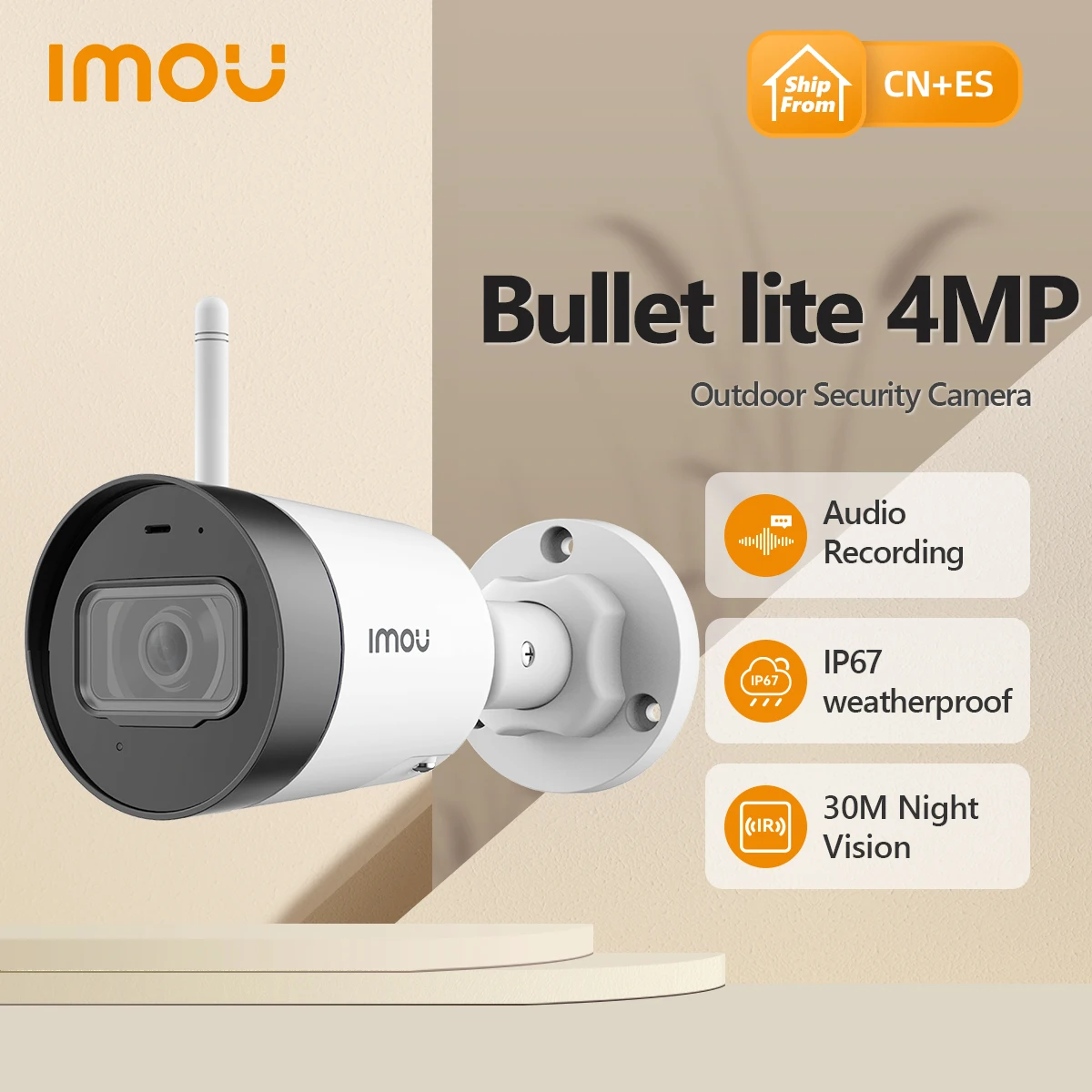 

IMOU Bullet Lite 2MP/4MP IP67 Weatherproof Outdoor Camera Built-in Micro Alarm Night Vision Wifi IP Camera