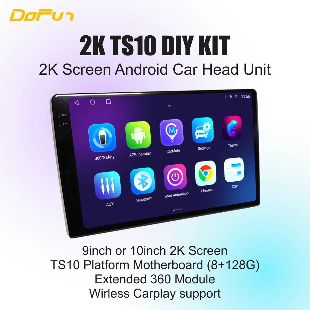 KIT fai da te 2K TS10 con modulo 360 per unità di testa Android per auto