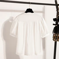 Plus Size Chiffon Blouse Women Summer 2025 New Fashionable V Neck Short Sleeve Big Size Women Tops Elastic Waist Shirts Blouses - Image 4