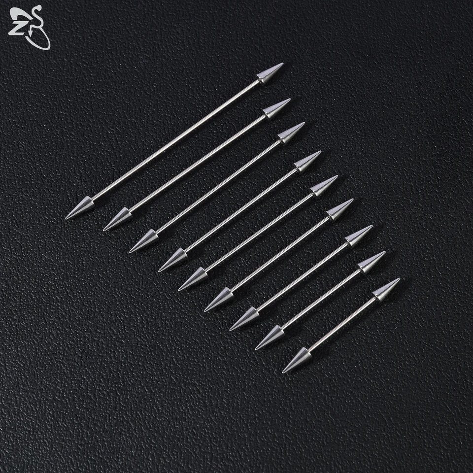 ZS 1 Piece 14/16G Silver Color Stainless Steel Spike Long