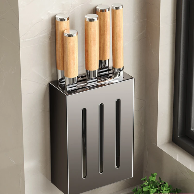 Kitchen knife storage box, knife holder, non-perforation, wall-mounted rack, kitchen items，kitchen accessories organizer 2