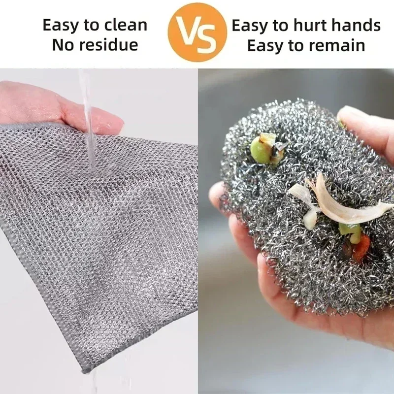 Wire Dishwashing Rag Non-Scratch Iron Scrubber Microfiber Dishcloth microfiber dish cloths dish cleaning cloth dish cloth microfiber dish cloth