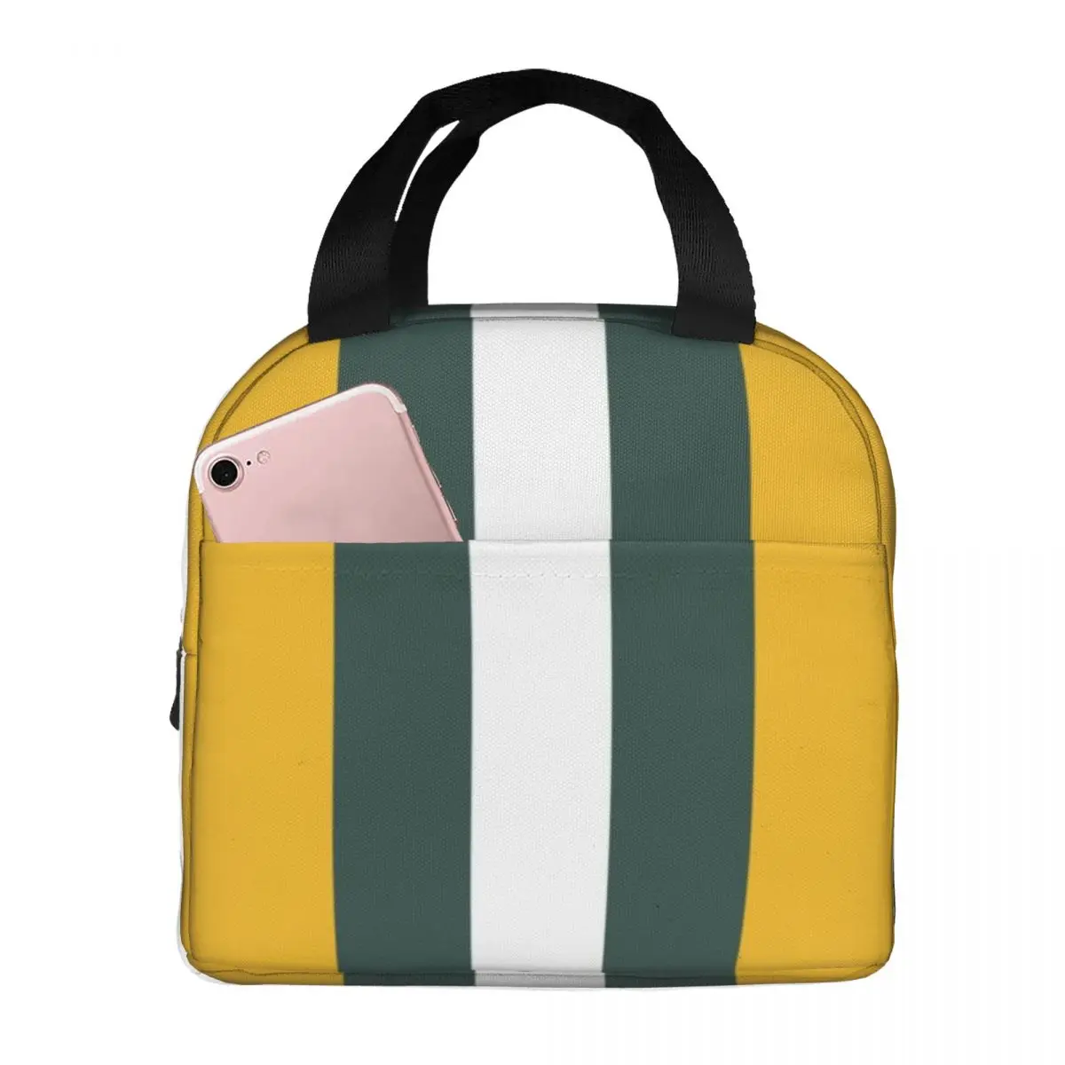 

Retro American Football Stripes Green Thermal Insulated Lunch Bags Lunch Container Food Storage Bags Large Tote Lunch Box Beach