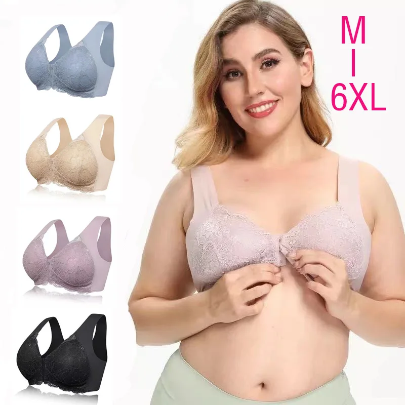 Sexy Underwear Women Push Up Bras For Women Plus Size Seamless Lace Bra Front Closure Wireless Gather Brassiere Bralette plus 4xl latex bra seamless bras for women underwear bh push up bralette with pad vest top solid color bra 2024